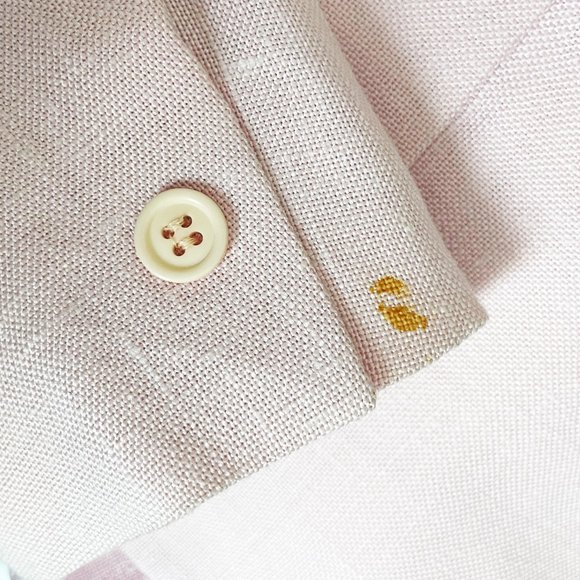 Halston Jacket Pink Linen Shawl Collar Blazer Vintage - Picture 9 of 9